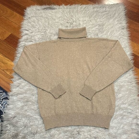 County shop cashmere vintage tan turtle neck sweater size large - Picture 1 of 4
